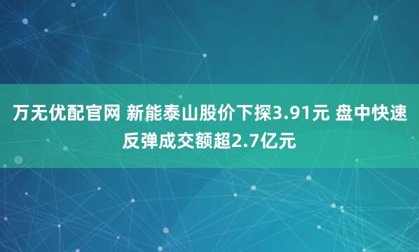 万无优配官网 新能泰山股价下探3.91元 盘中快速反弹成交额超2.7亿元