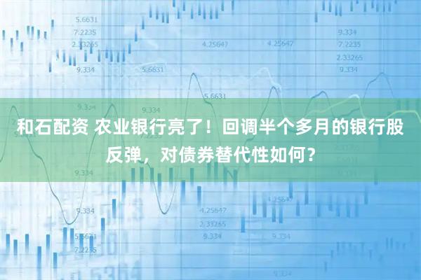 和石配资 农业银行亮了！回调半个多月的银行股反弹，对债券替代性如何？