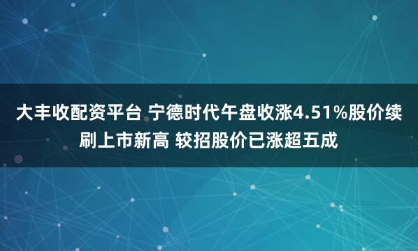 大丰收配资平台 宁德时代午盘收涨4.51%股价续刷上市新高 较招股价已涨超五成