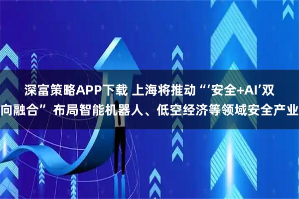 深富策略APP下载 上海将推动“‘安全+AI’双向融合” 布局智能机器人、低空经济等领域安全产业