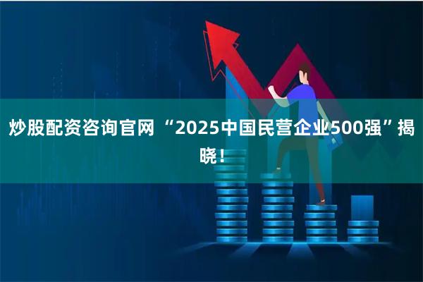 炒股配资咨询官网 “2025中国民营企业500强”揭晓！