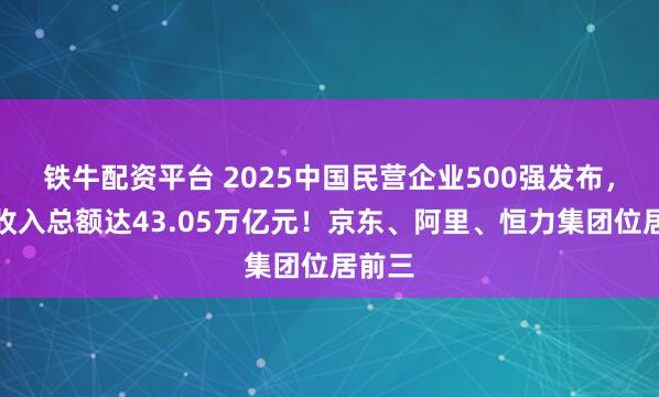 铁牛配资平台 2025中国民营企业500强发布，营业收入总额达43.05万亿元！京东、阿里、恒力集团位居前三